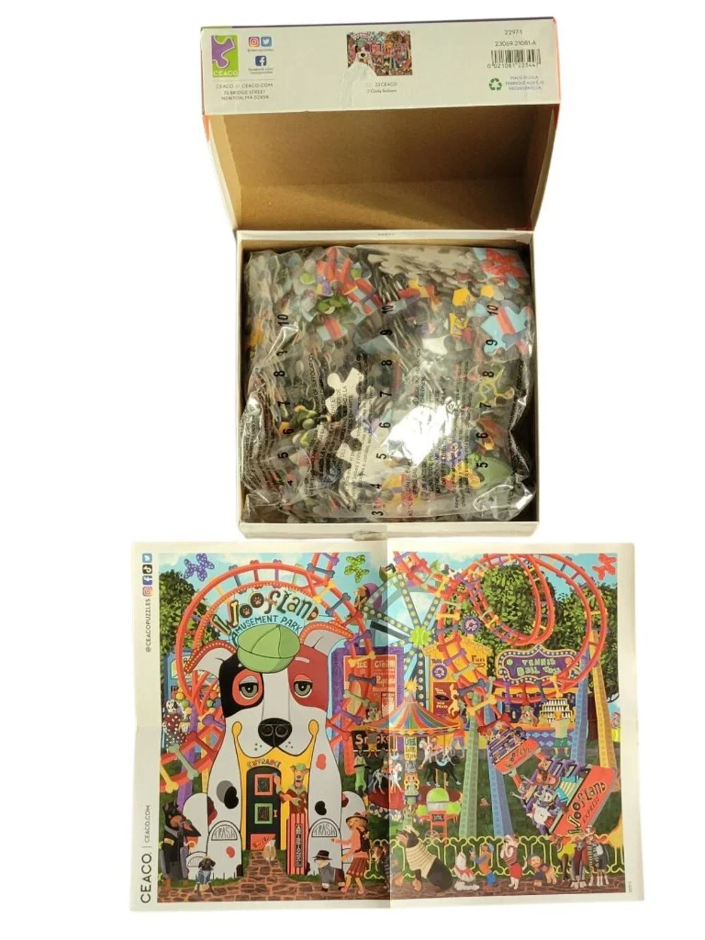 Ceaco Woof N' Wag 300 Pc Puzzle Lot of 2 Dogs Woofland Amusement North Woof Inn